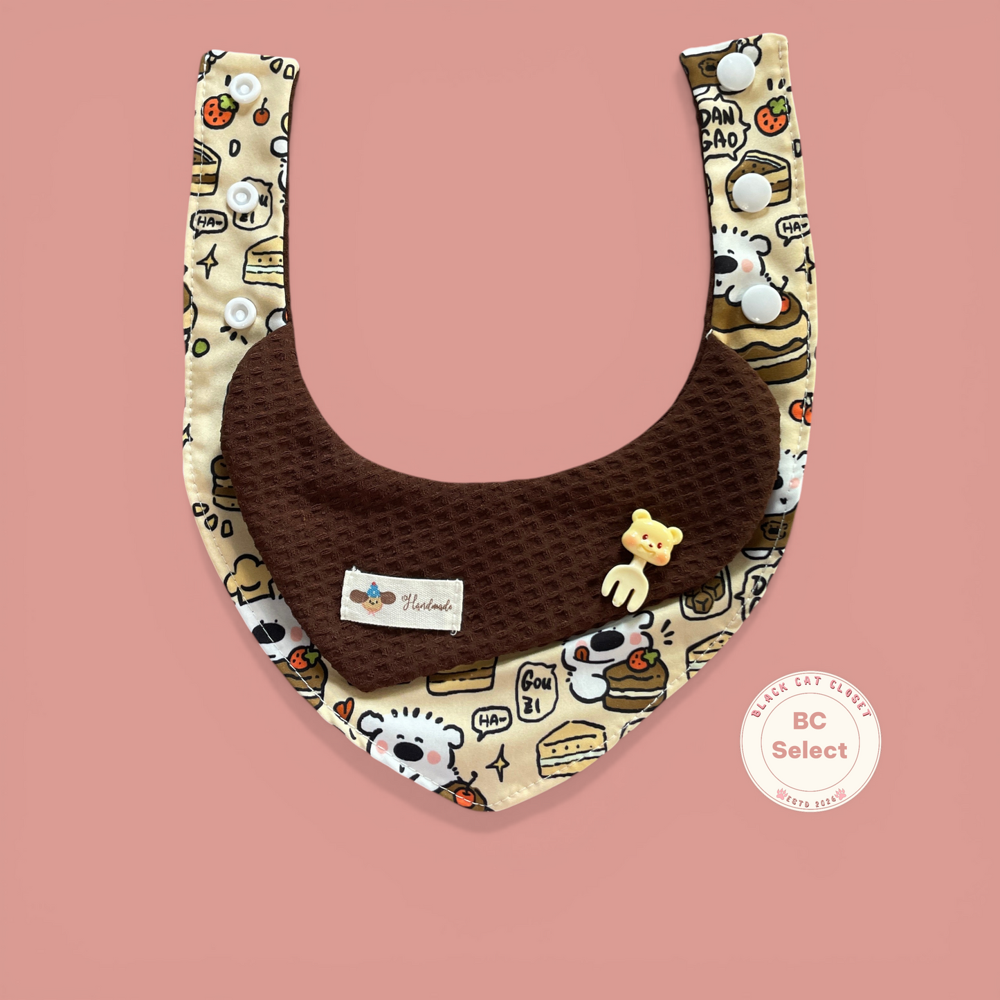 Waffle Bear Pet Bandana | 3-Way Adjustable Snap Collar