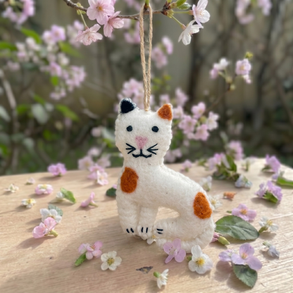 Handmade Needle Felted Cat Ornament