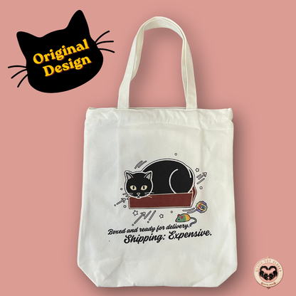 Black Cat Canvas Tote Bag — Original Design
