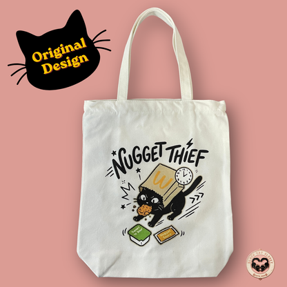 Black Cat Canvas Tote Bag — Original Design