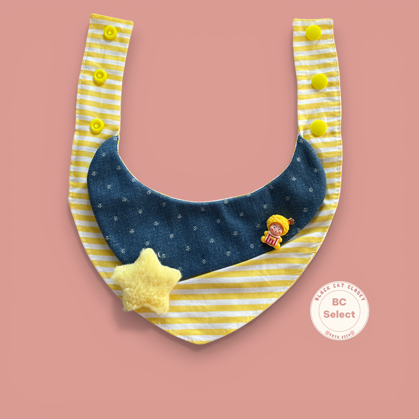 Sunny Denim Pet Bandana | 3-Way Adjustable Snap Collar