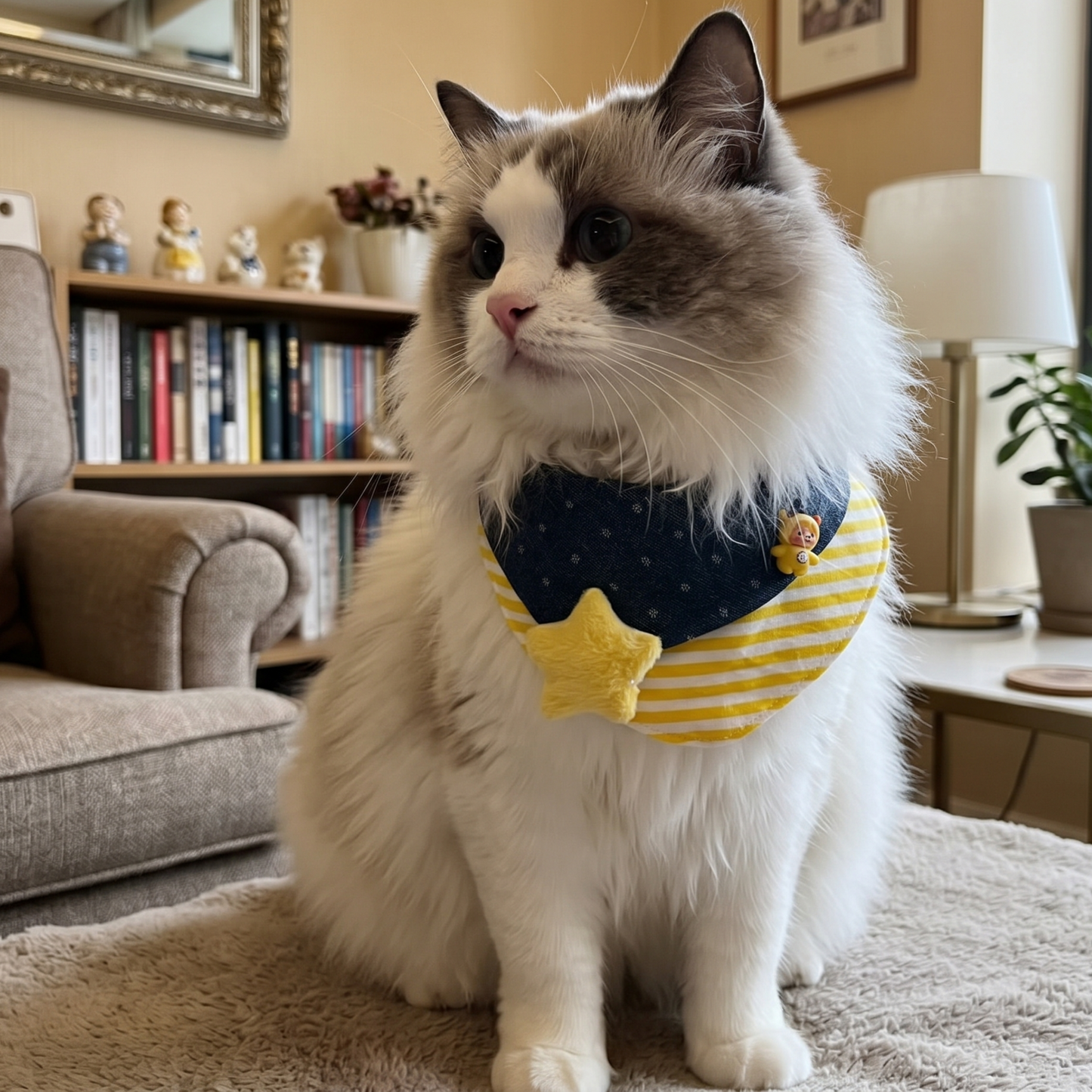 Sunny Denim Pet Bandana | 3-Way Adjustable Snap Collar