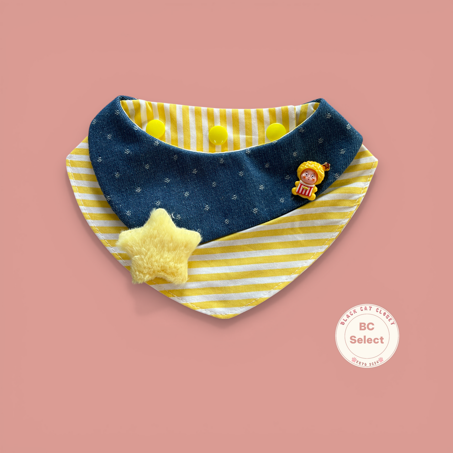 Sunny Denim Pet Bandana | 3-Way Adjustable Snap Collar