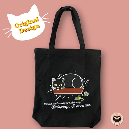Black Cat Canvas Tote Bag — Original Design