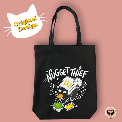 Black Cat Canvas Tote Bag — Original Design