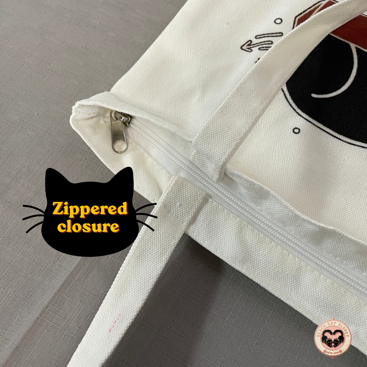 Black Cat Canvas Tote Bag — Original Design