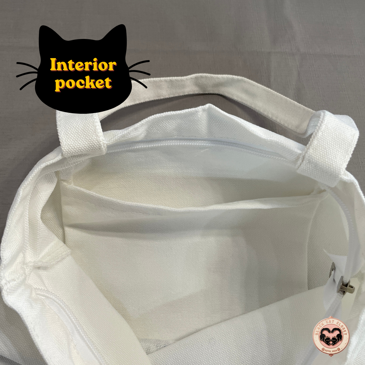 Black Cat Canvas Tote Bag — Original Design