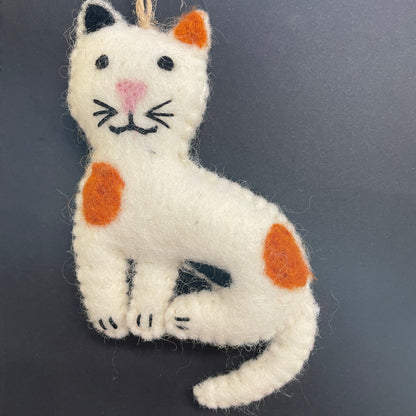 Handmade Needle Felted Cat Ornament