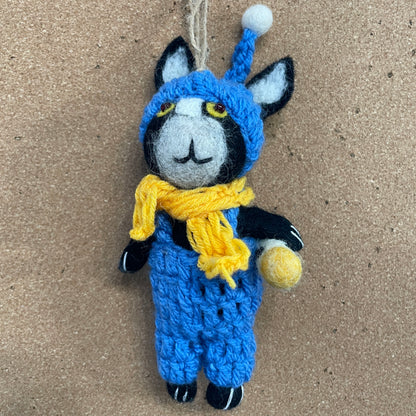 Handmade Needle Felted Cat Ornament