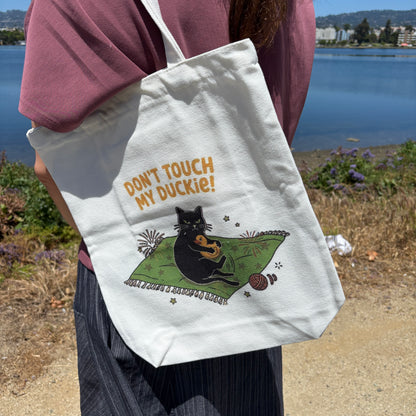 Black Cat Canvas Tote Bag — Original Design
