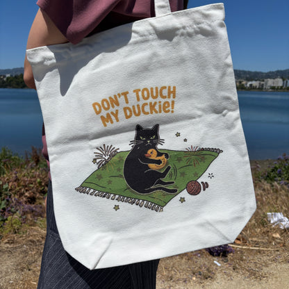 Black Cat Canvas Tote Bag — Original Design