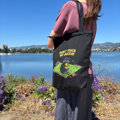 Black Cat Canvas Tote Bag — Original Design