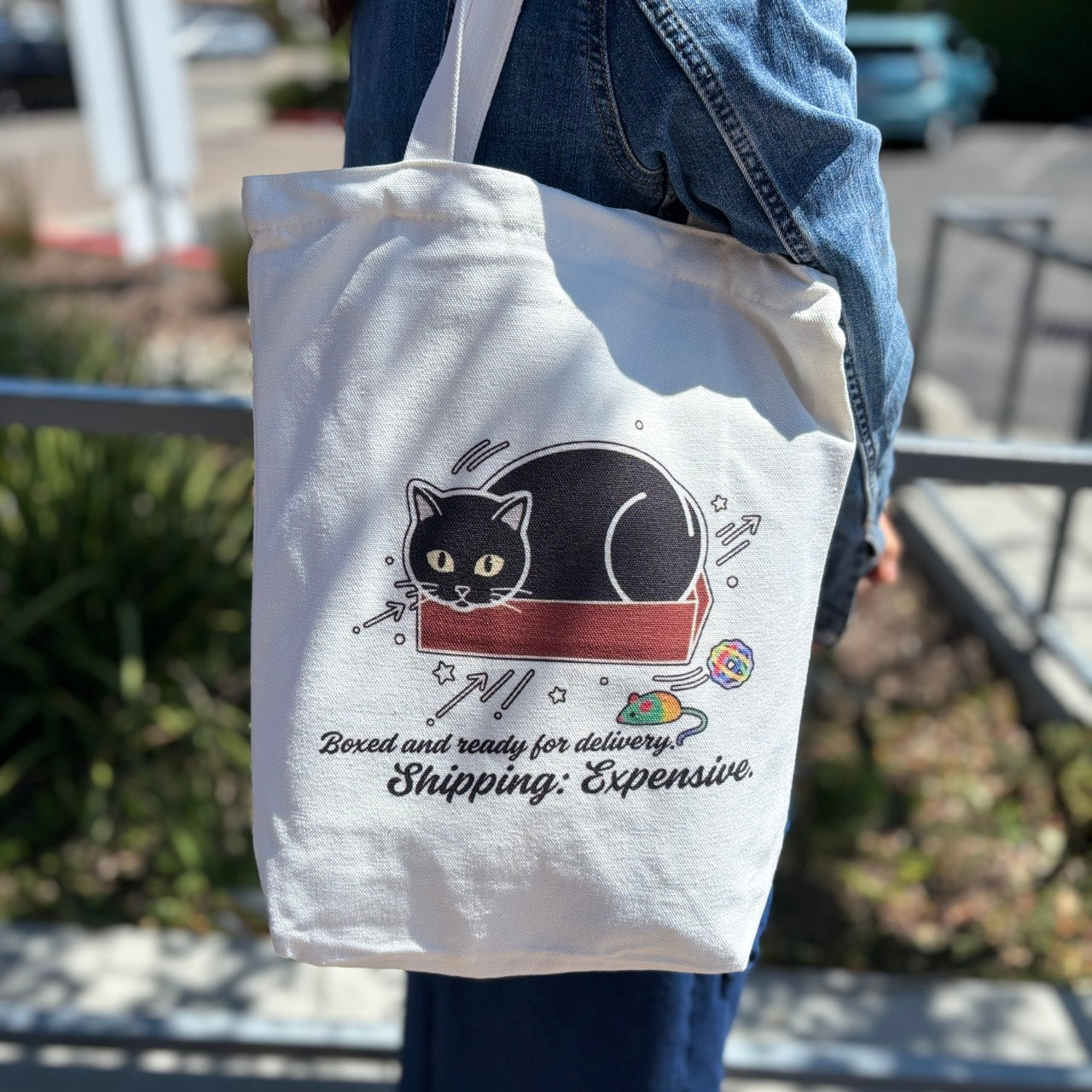 Black Cat Canvas Tote Bag — Original Design