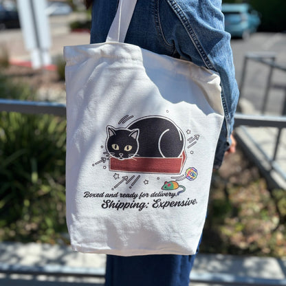 Black Cat Canvas Tote Bag — Original Design