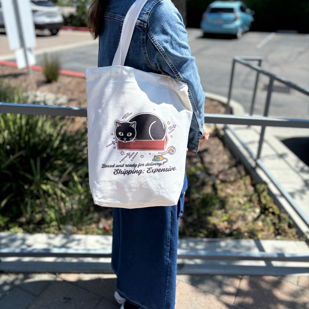 Black Cat Canvas Tote Bag — Original Design