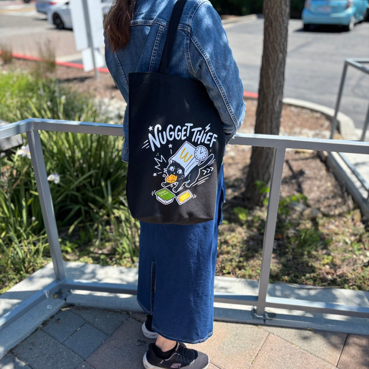 Black Cat Canvas Tote Bag — Original Design