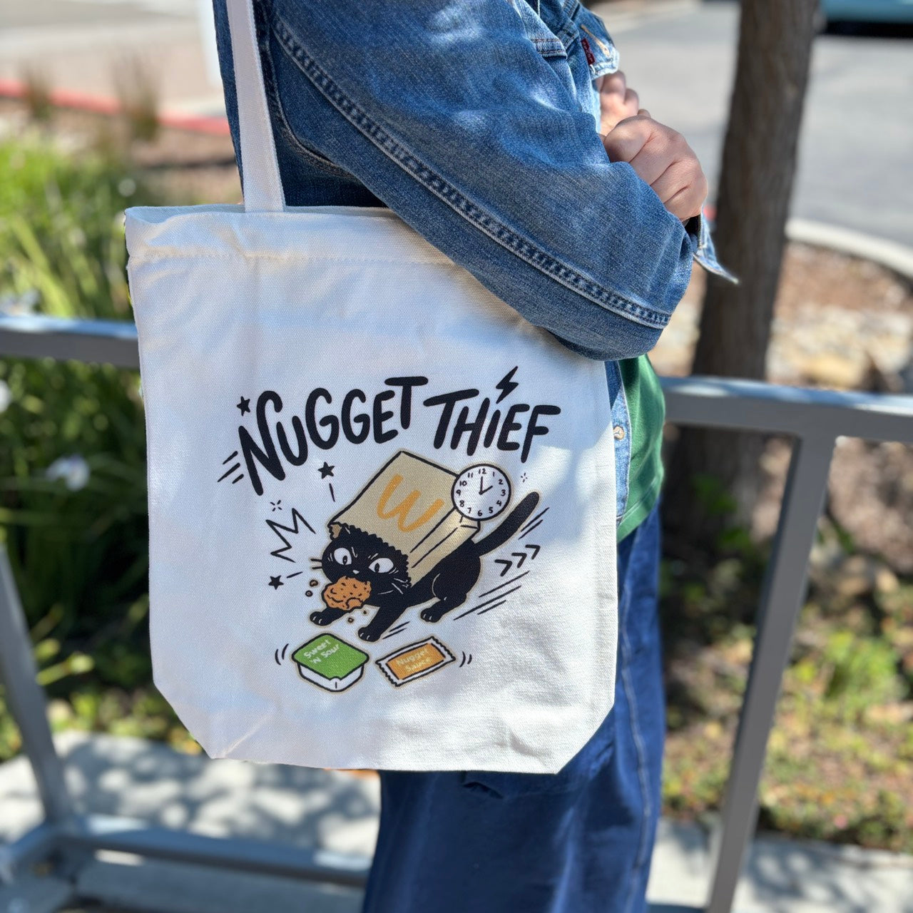 Black Cat Canvas Tote Bag — Original Design