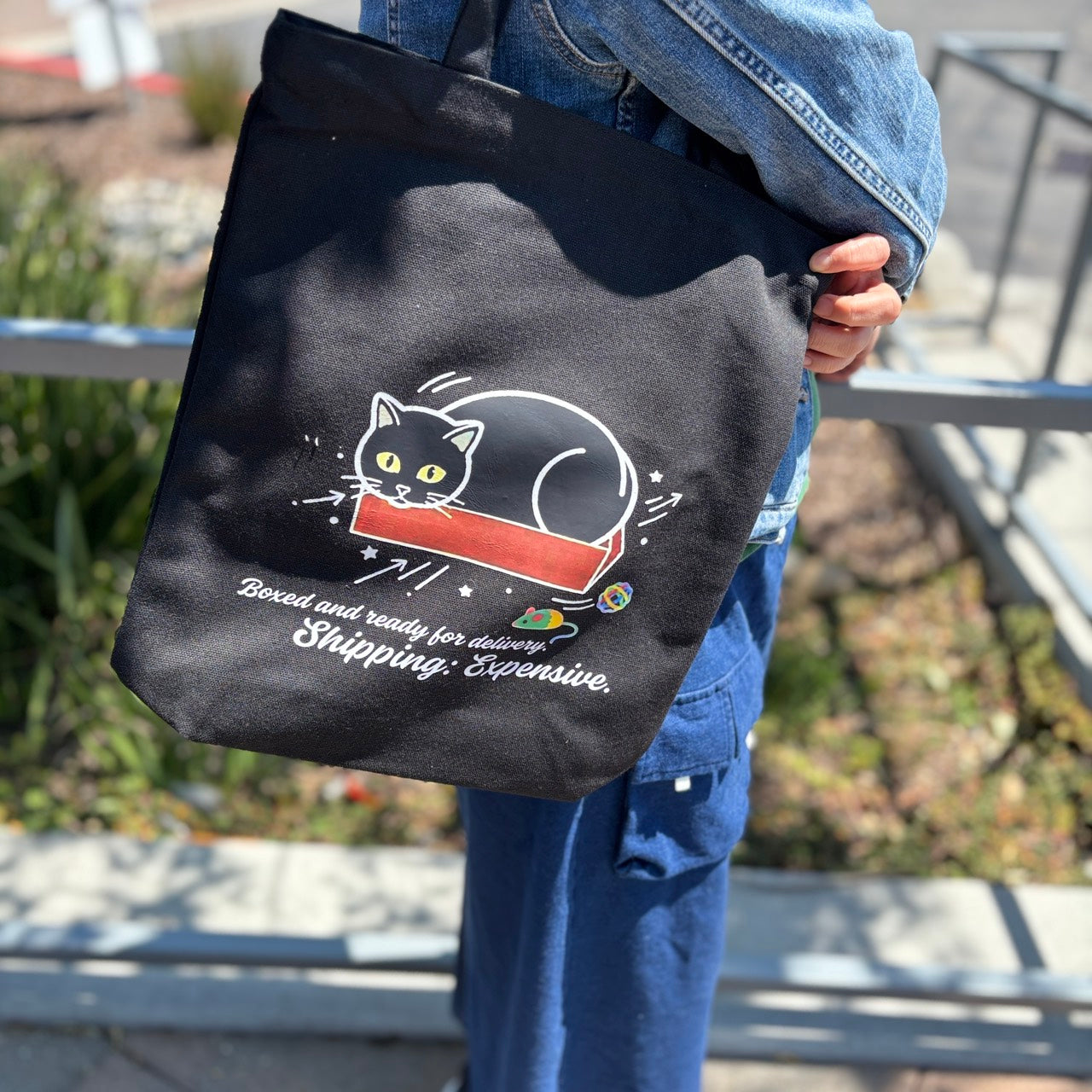 Black Cat Canvas Tote Bag — Original Design