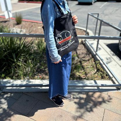 Black Cat Canvas Tote Bag — Original Design