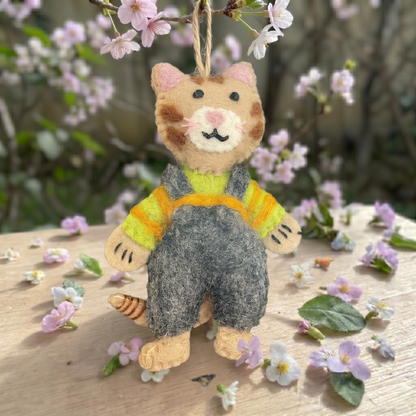 Handmade Needle Felted Cat Ornament