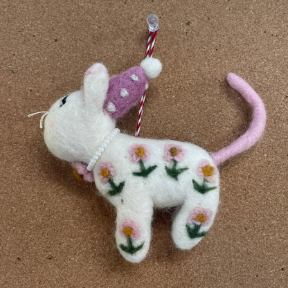 Handmade Needle Felted Cat Ornament
